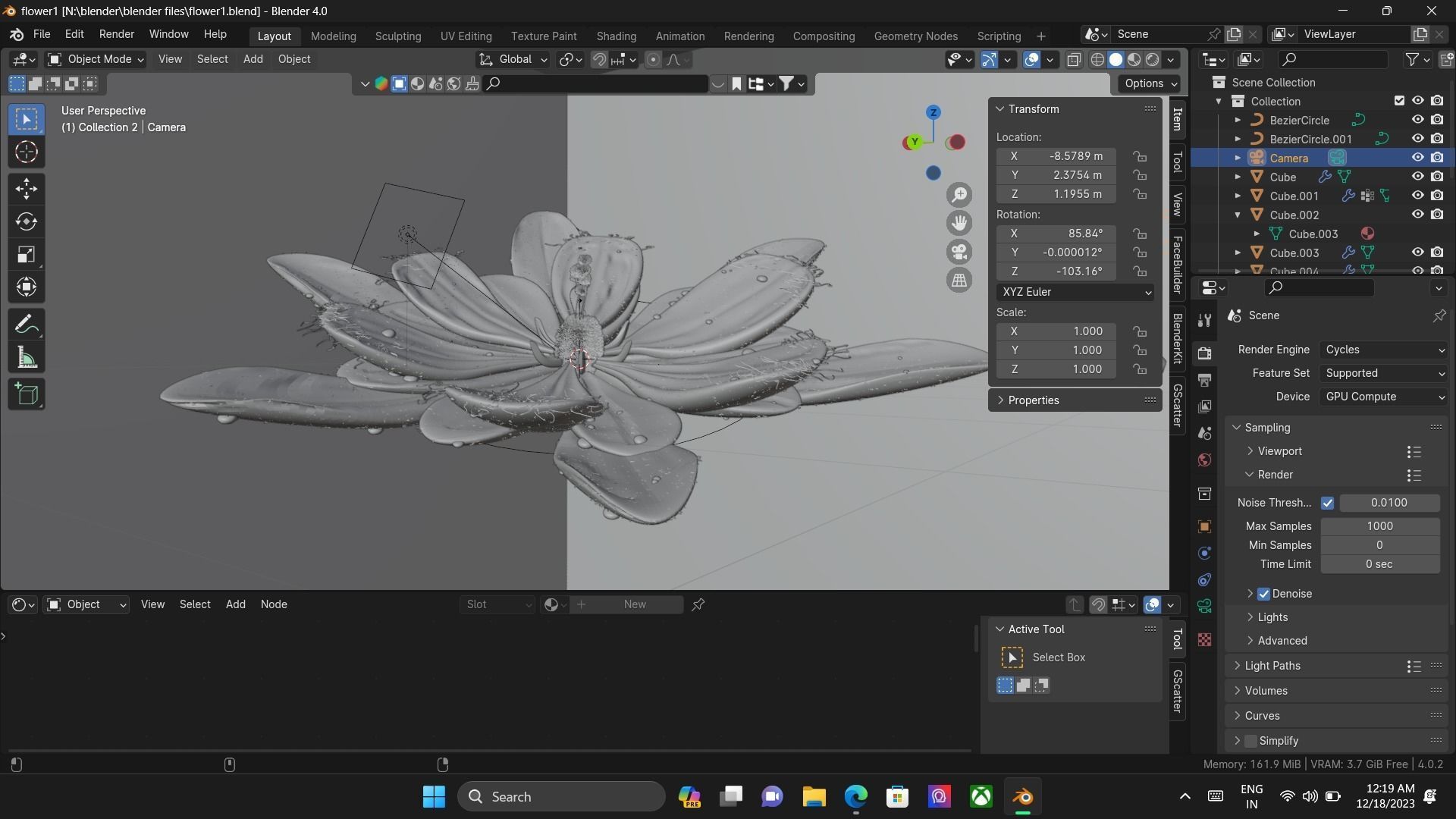  pink flower 3D model_4
