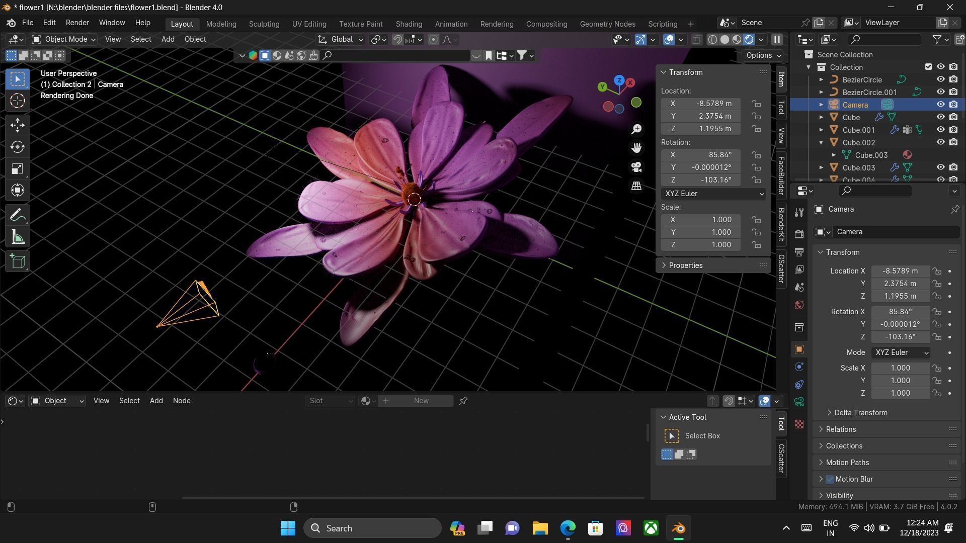  pink flower 3D model_2