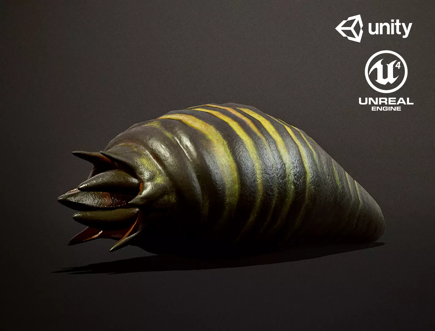 Land worm1 - Game Ready Low-poly 3D model Low-poly 3D model_0