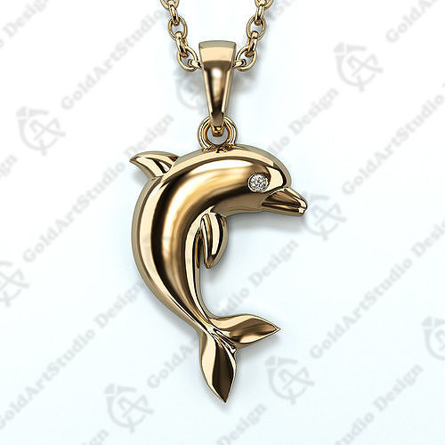 beautiful dolphin pendant with damask edge 3D print model