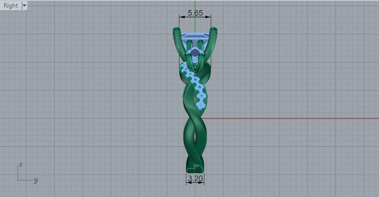 Princess Twisted Ring 1338 3D print model_7