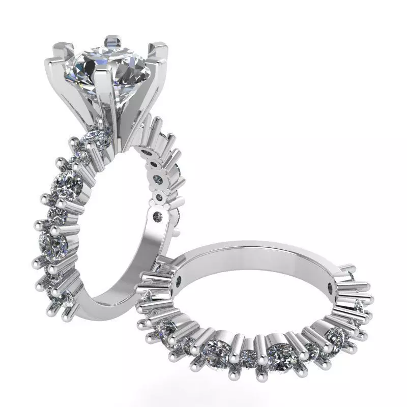 Peg Setting Diamond Ring Set 1341 3D print model_0