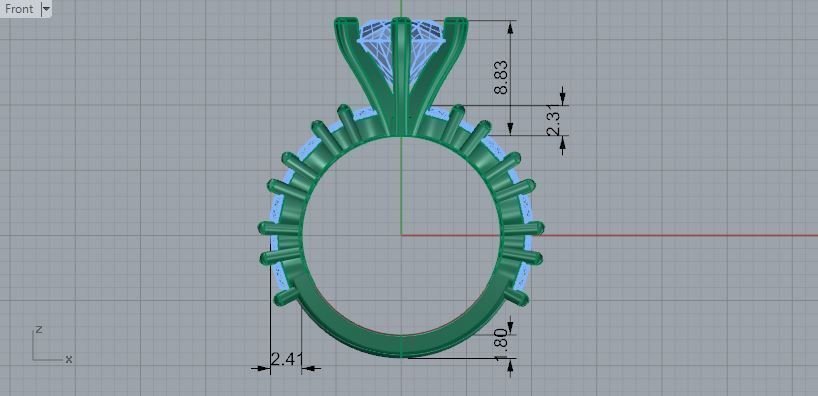 Peg Setting Diamond Ring Set 1341 3D print model_6