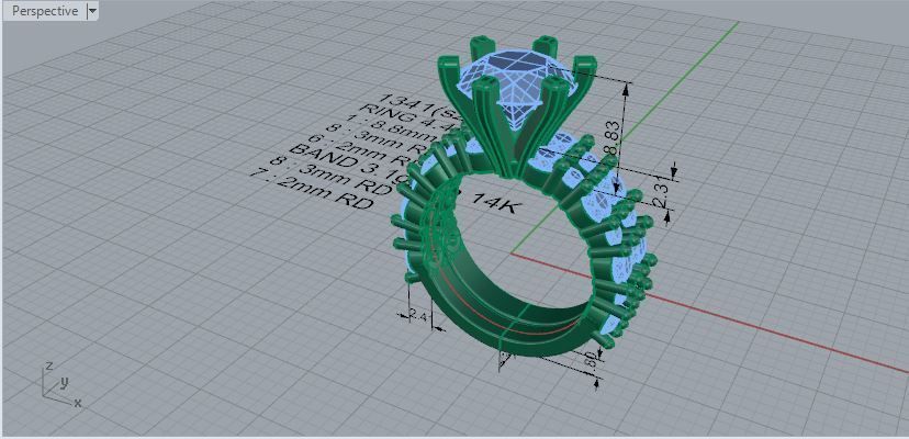 Peg Setting Diamond Ring Set 1341 3D print model_5