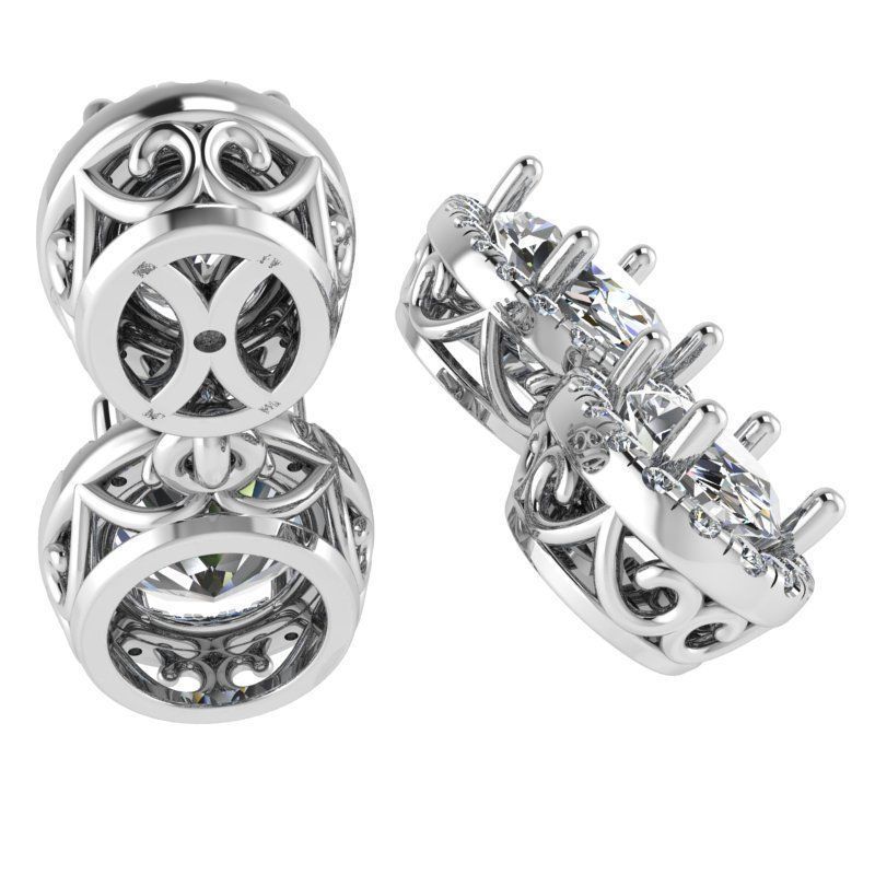 Oval Halo Earring 1344 3D print model_3