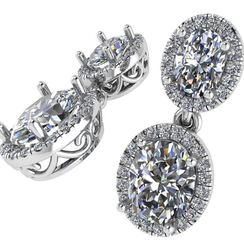 Oval Halo Earring 1344 3D print model_2