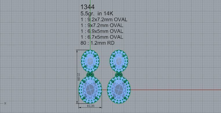 Oval Halo Earring 1344 3D print model_4