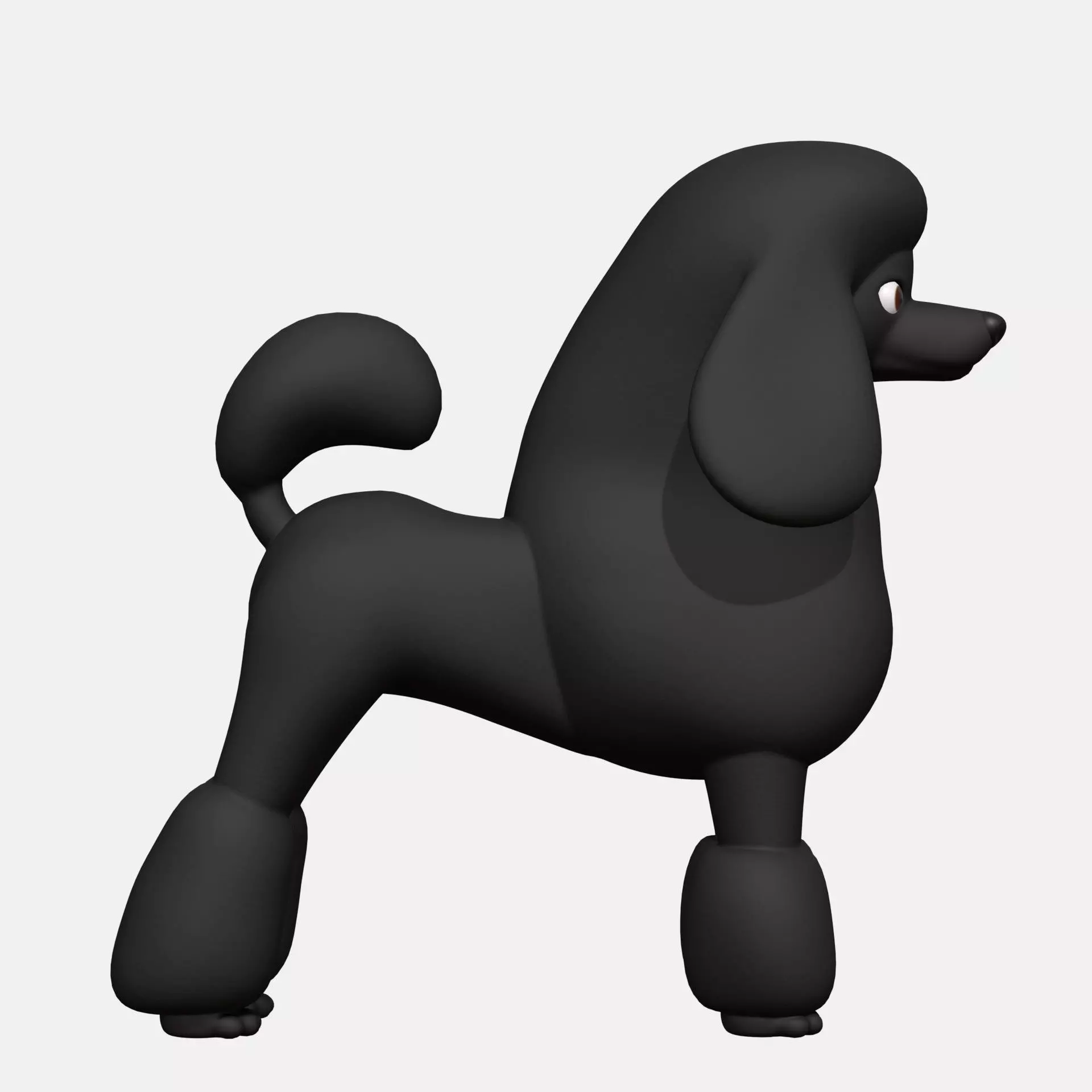 Black poodle dog Low-poly 3D model