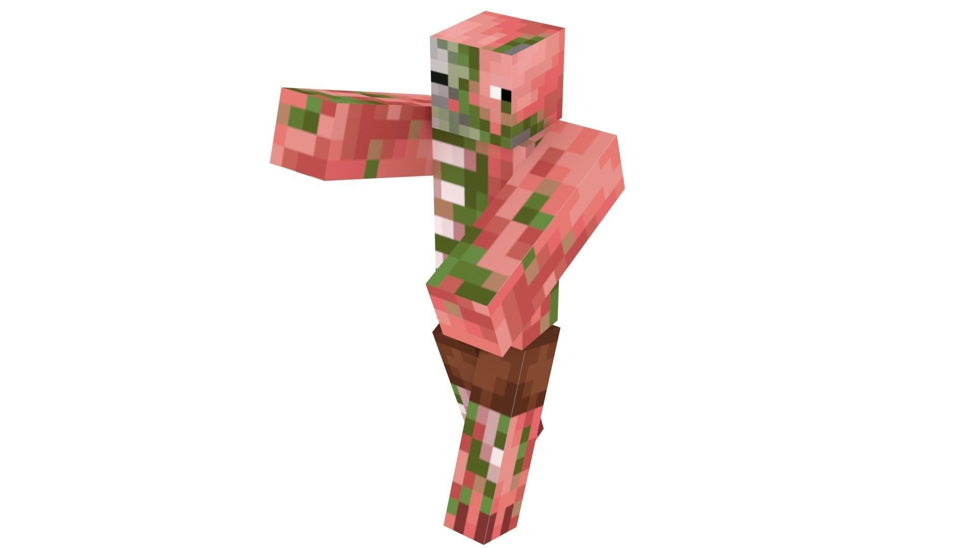 Walking Minecraft Zombie Pigman 3D model_21