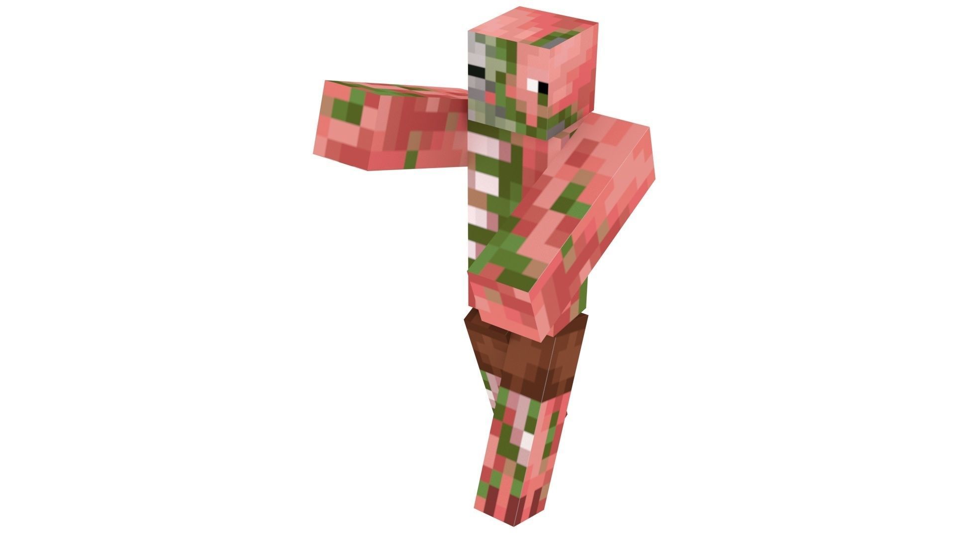 Walking Minecraft Zombie Pigman 3D model_8