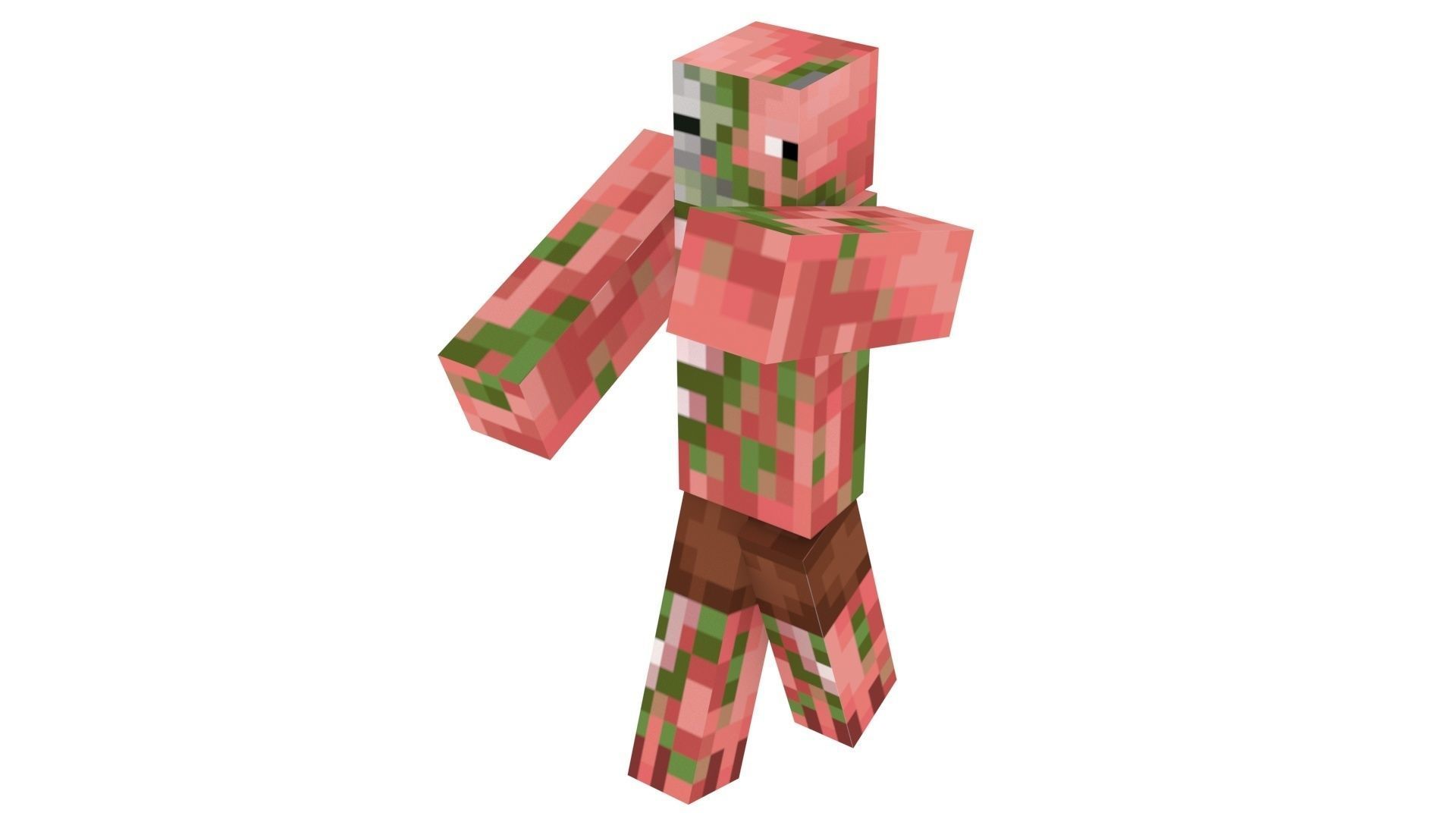 Walking Minecraft Zombie Pigman 3D model_14