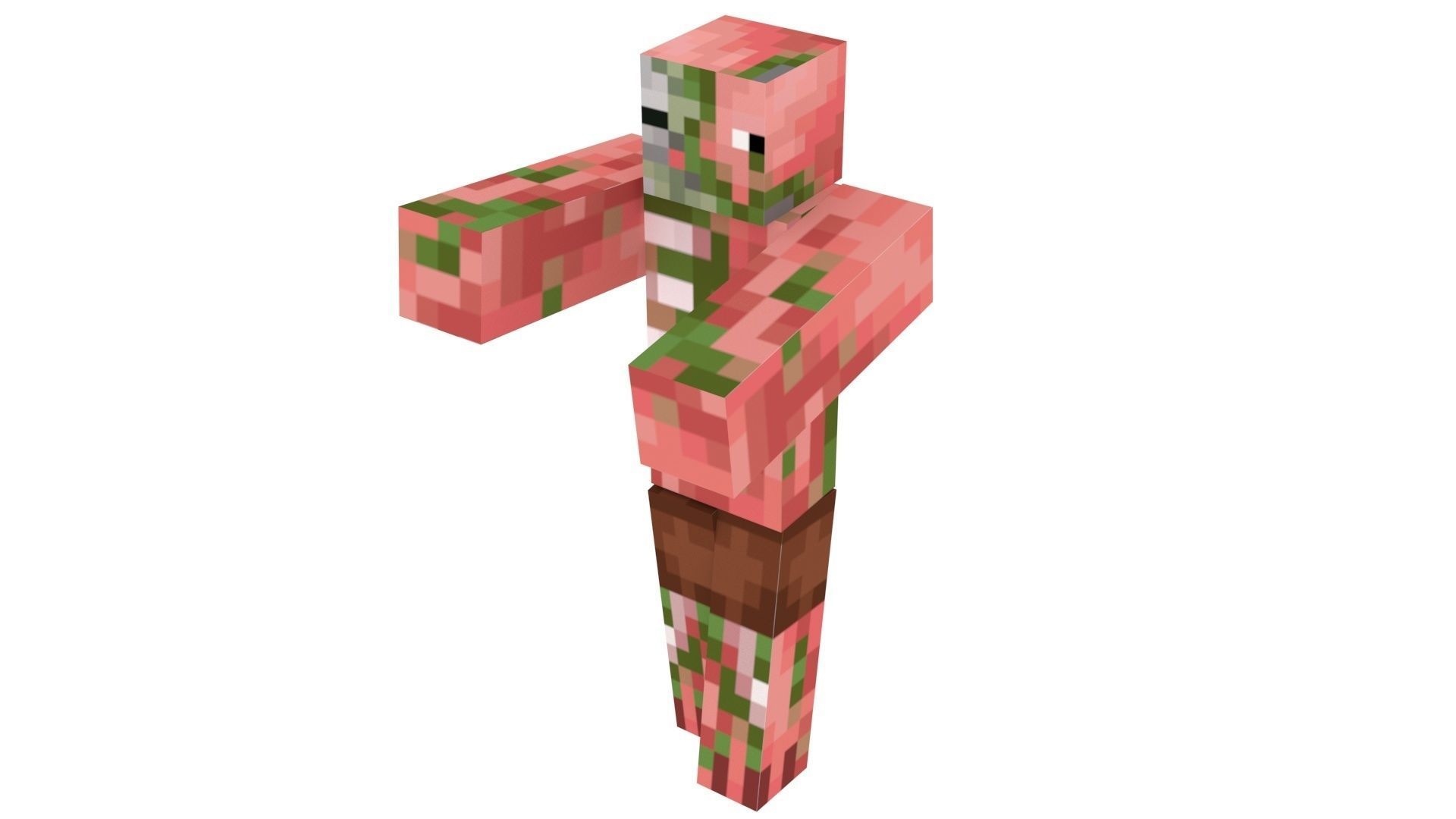 Walking Minecraft Zombie Pigman 3D model_22
