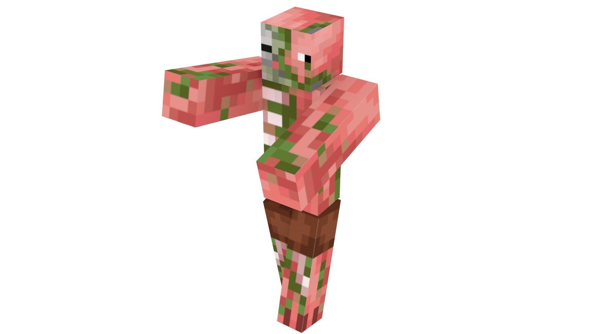 Walking Minecraft Zombie Pigman 3D model_23