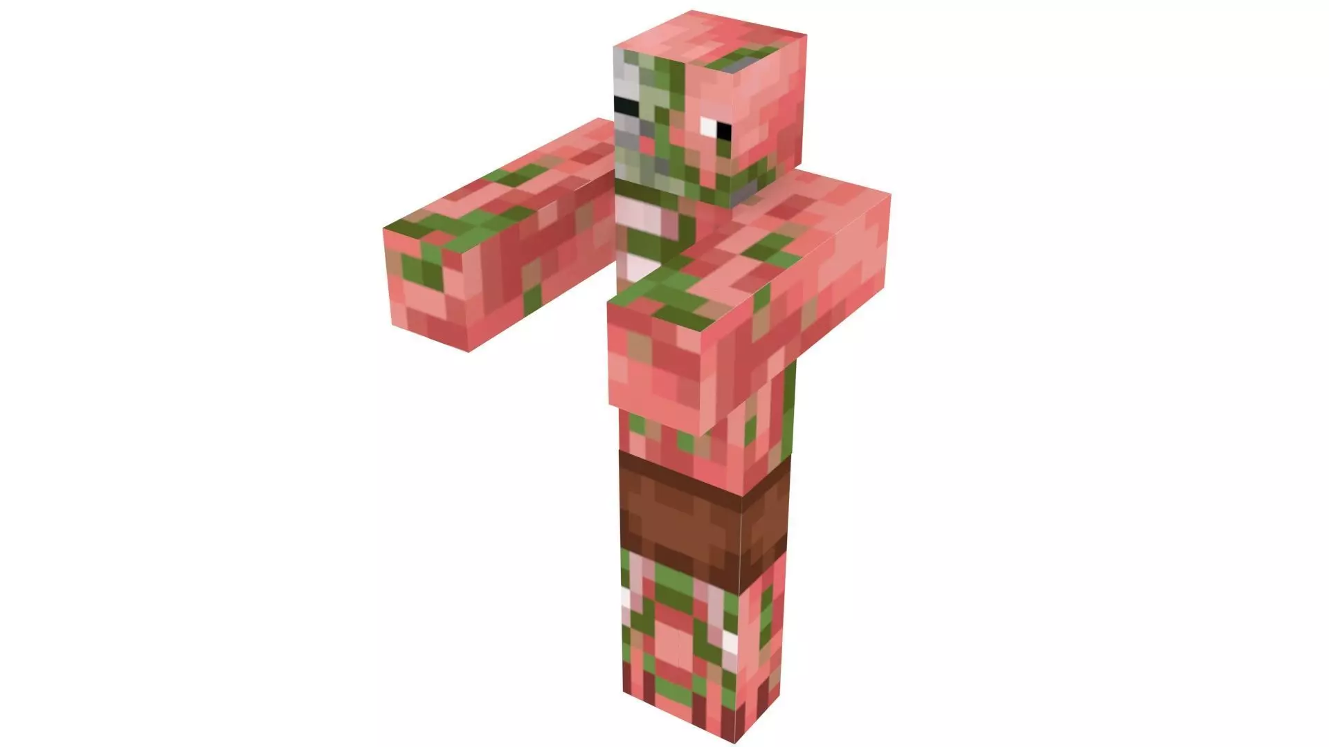 Walking Minecraft Zombie Pigman 3D model_0