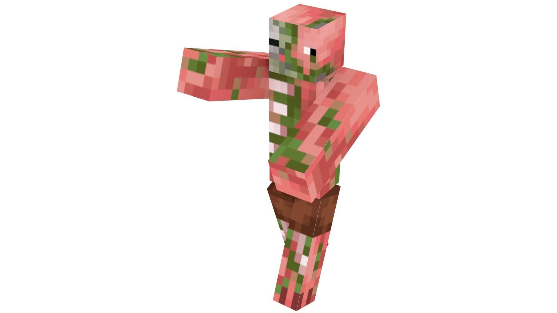 Walking Minecraft Zombie Pigman 3D model_11