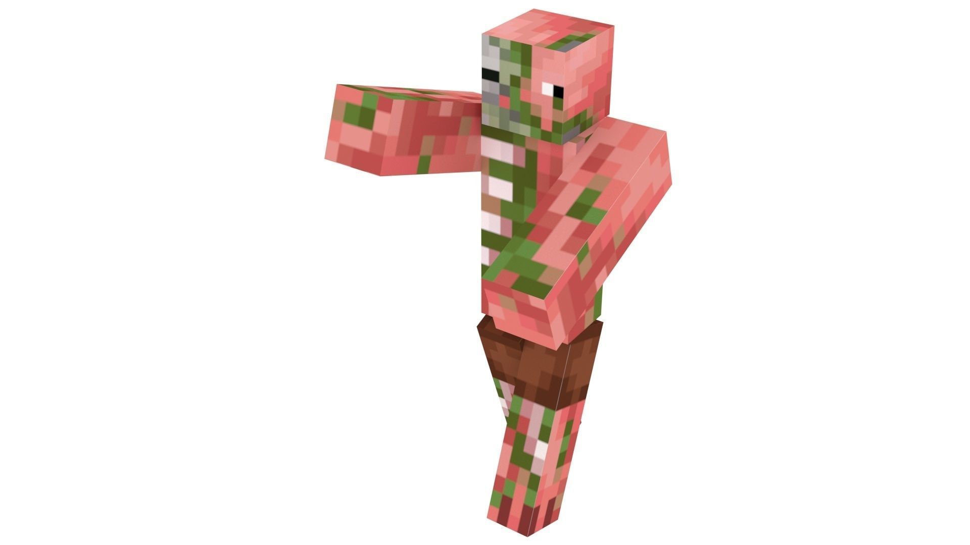 Walking Minecraft Zombie Pigman 3D model_9