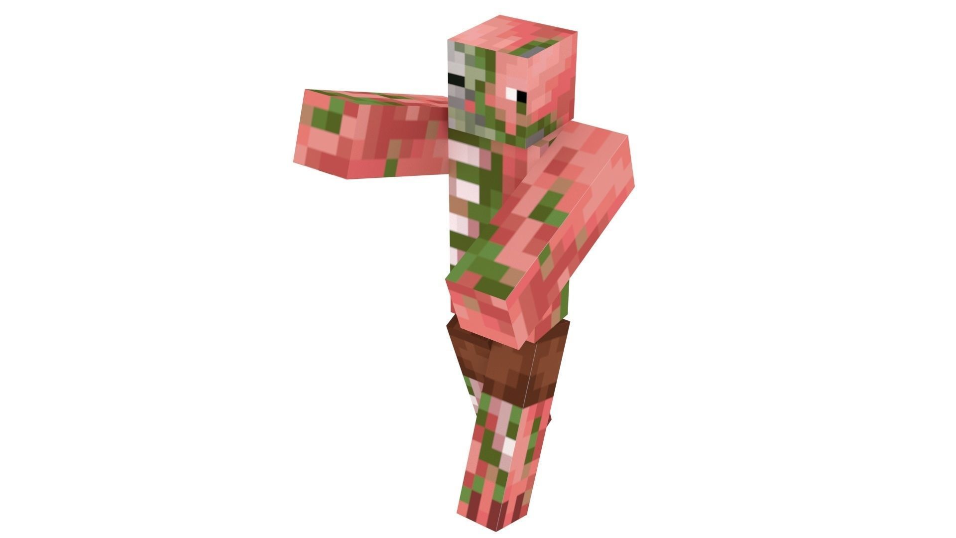 Walking Minecraft Zombie Pigman 3D model_17