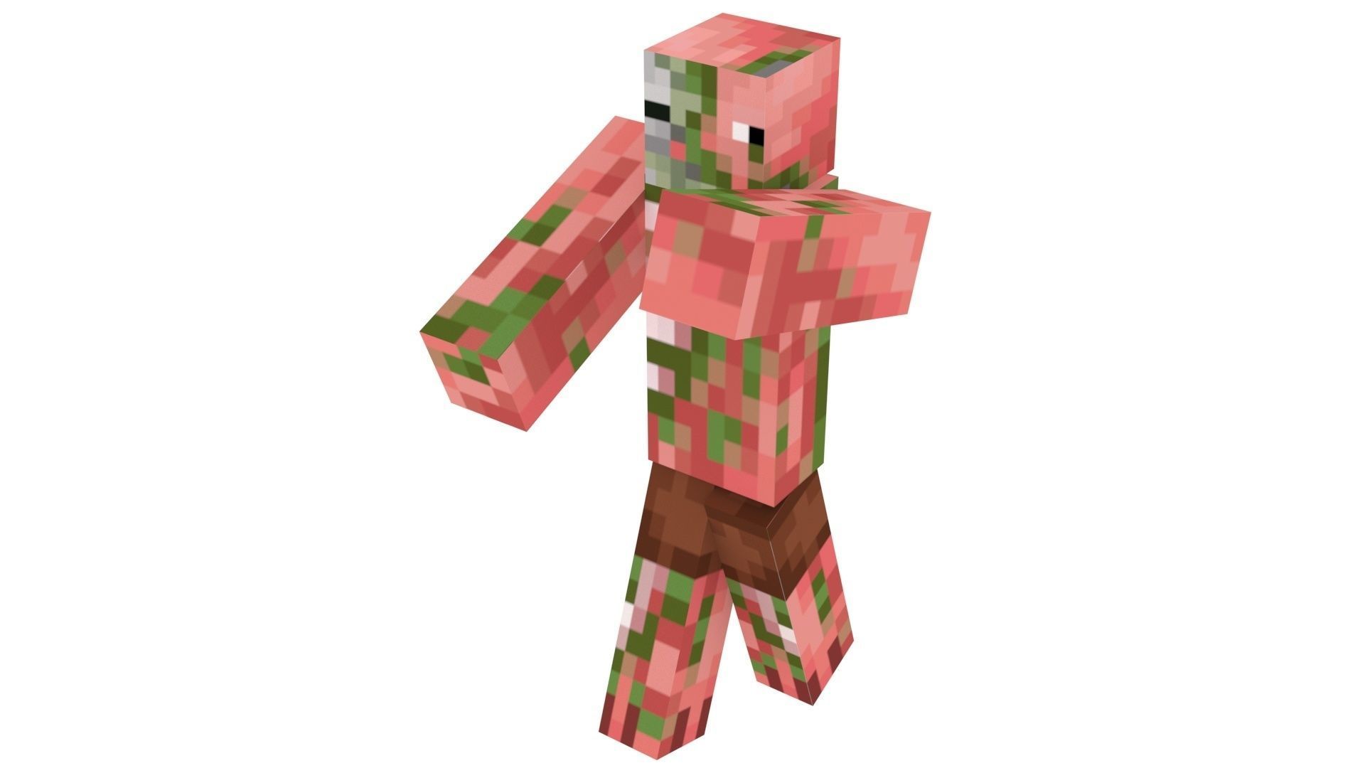 Walking Minecraft Zombie Pigman 3D model_5
