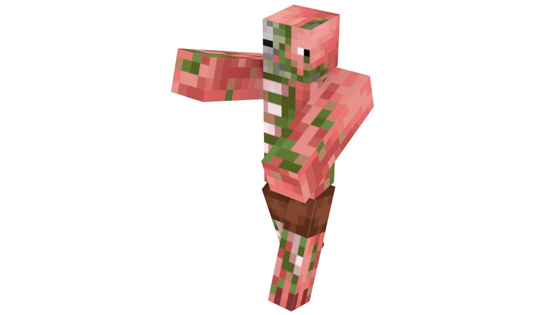 Walking Minecraft Zombie Pigman 3D model_6