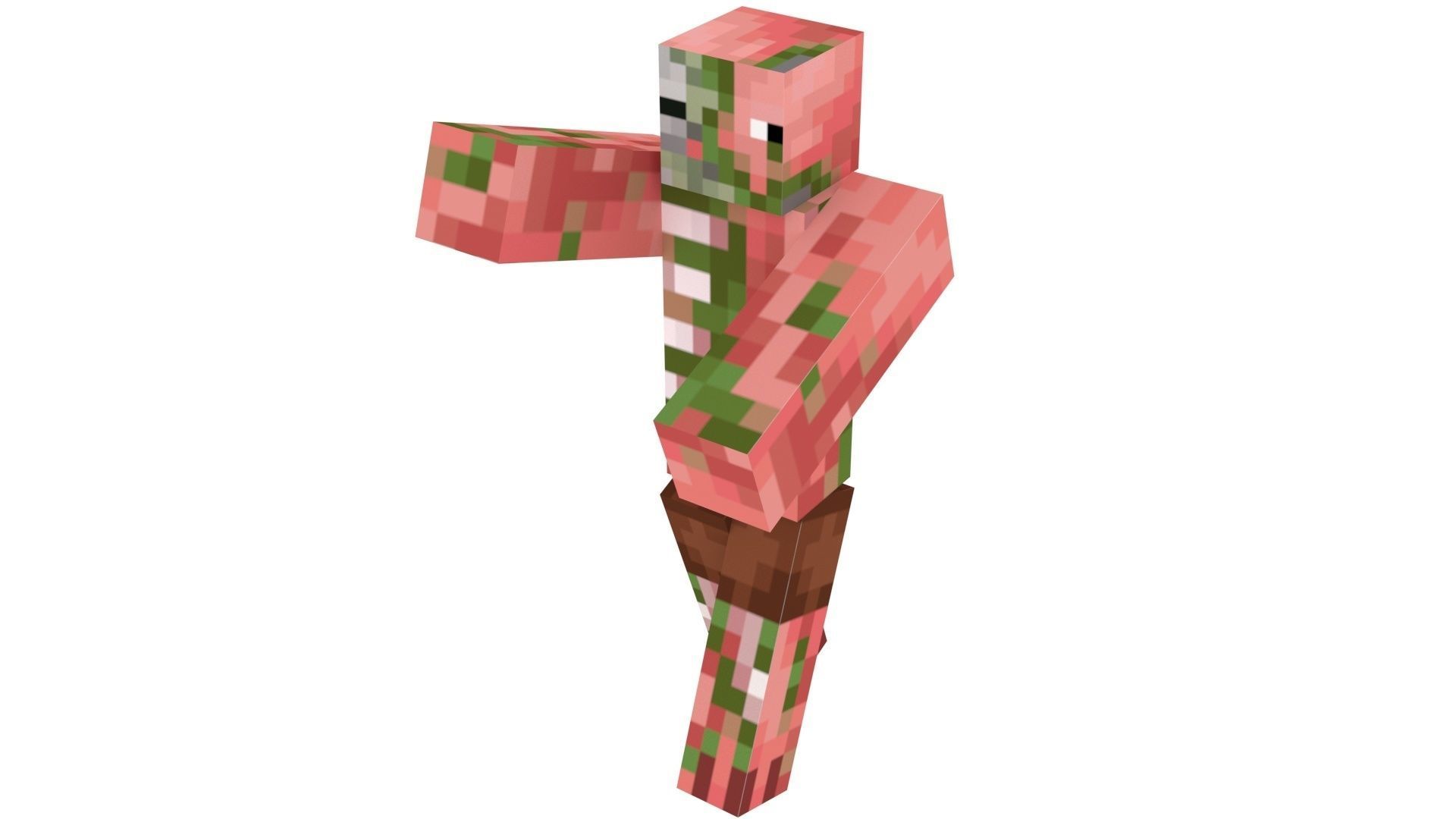 Walking Minecraft Zombie Pigman 3D model_13