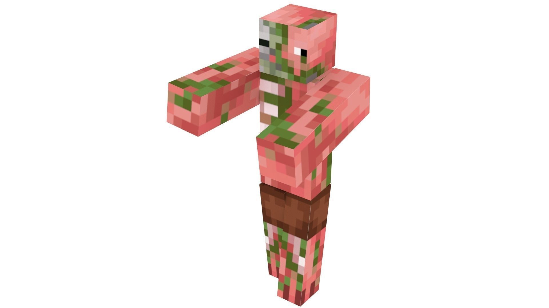 Walking Minecraft Zombie Pigman 3D model_1