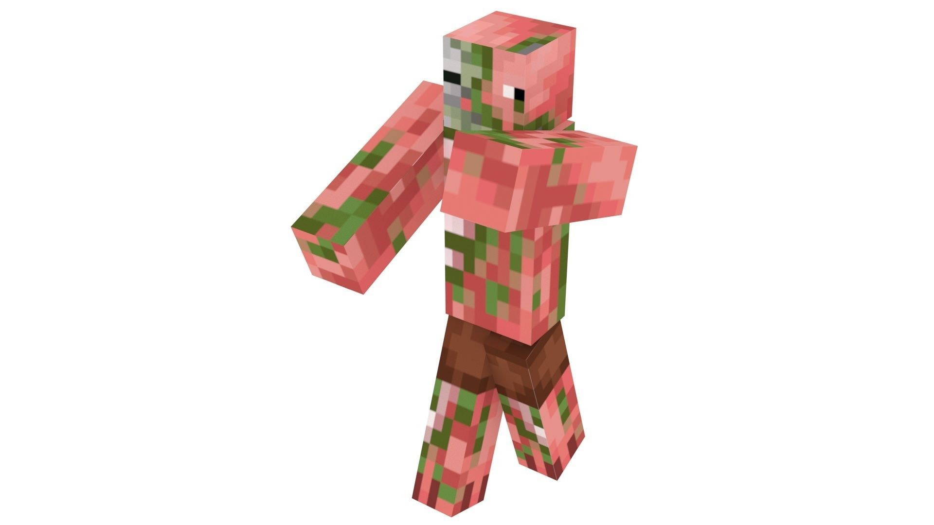 Walking Minecraft Zombie Pigman 3D model_7