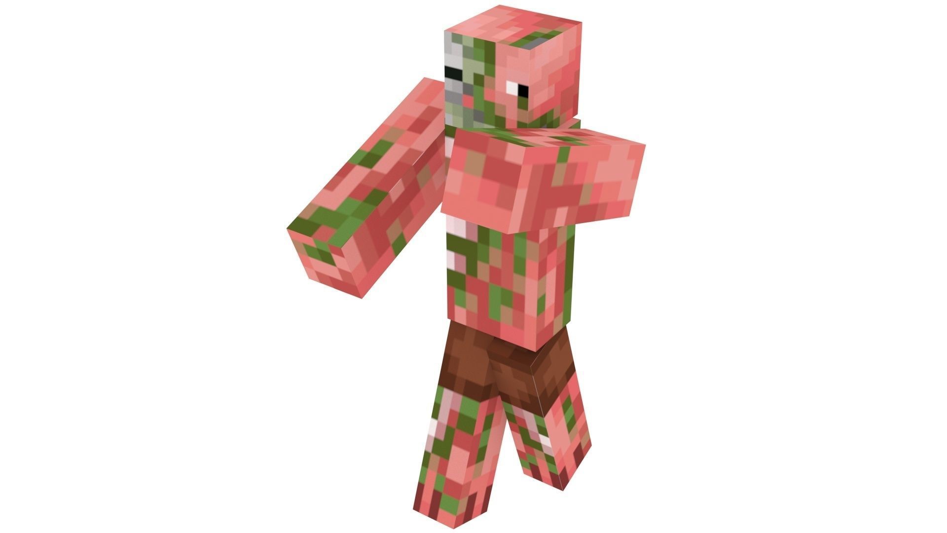 Walking Minecraft Zombie Pigman 3D model_3