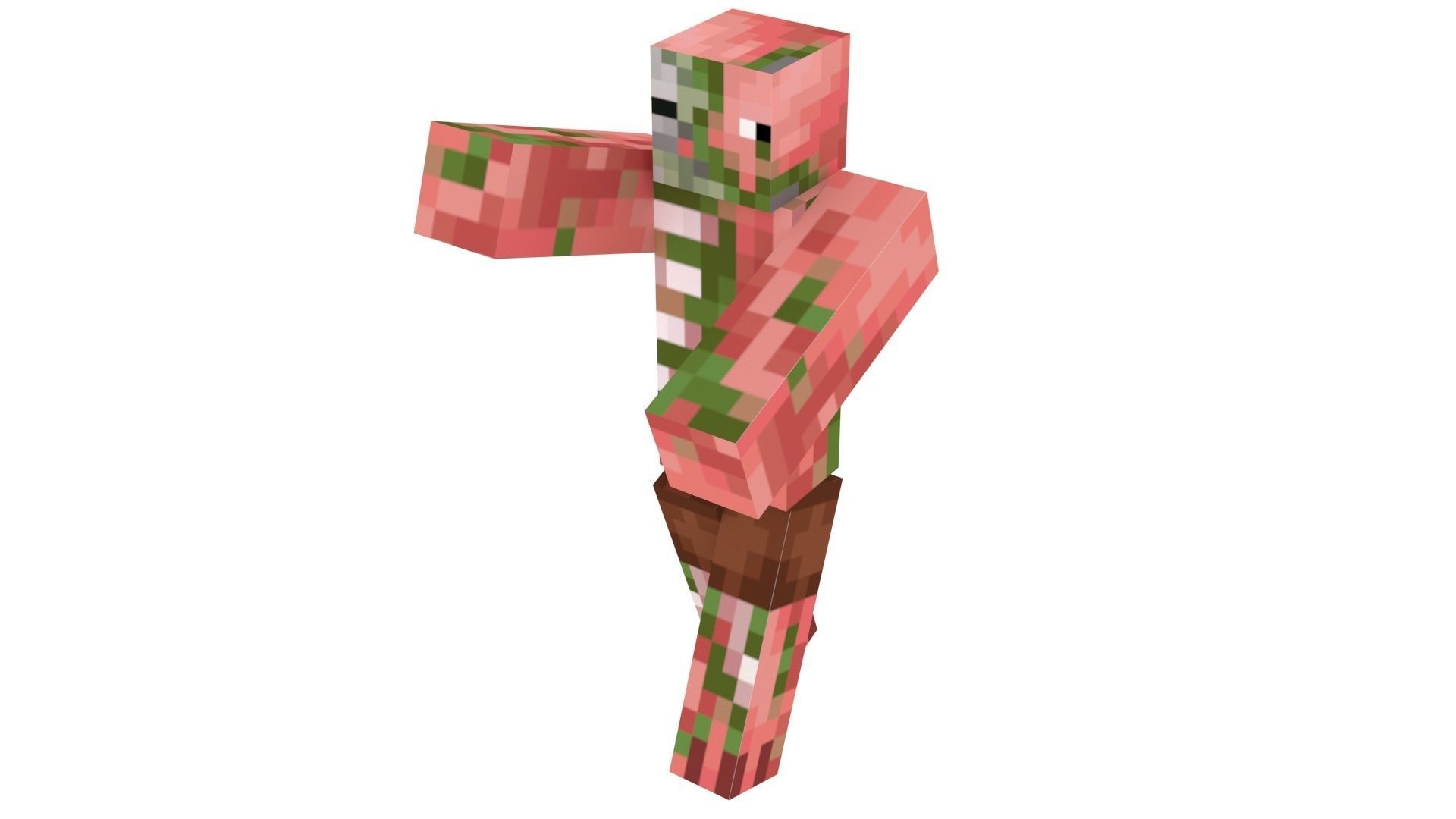 Walking Minecraft Zombie Pigman 3D model_19