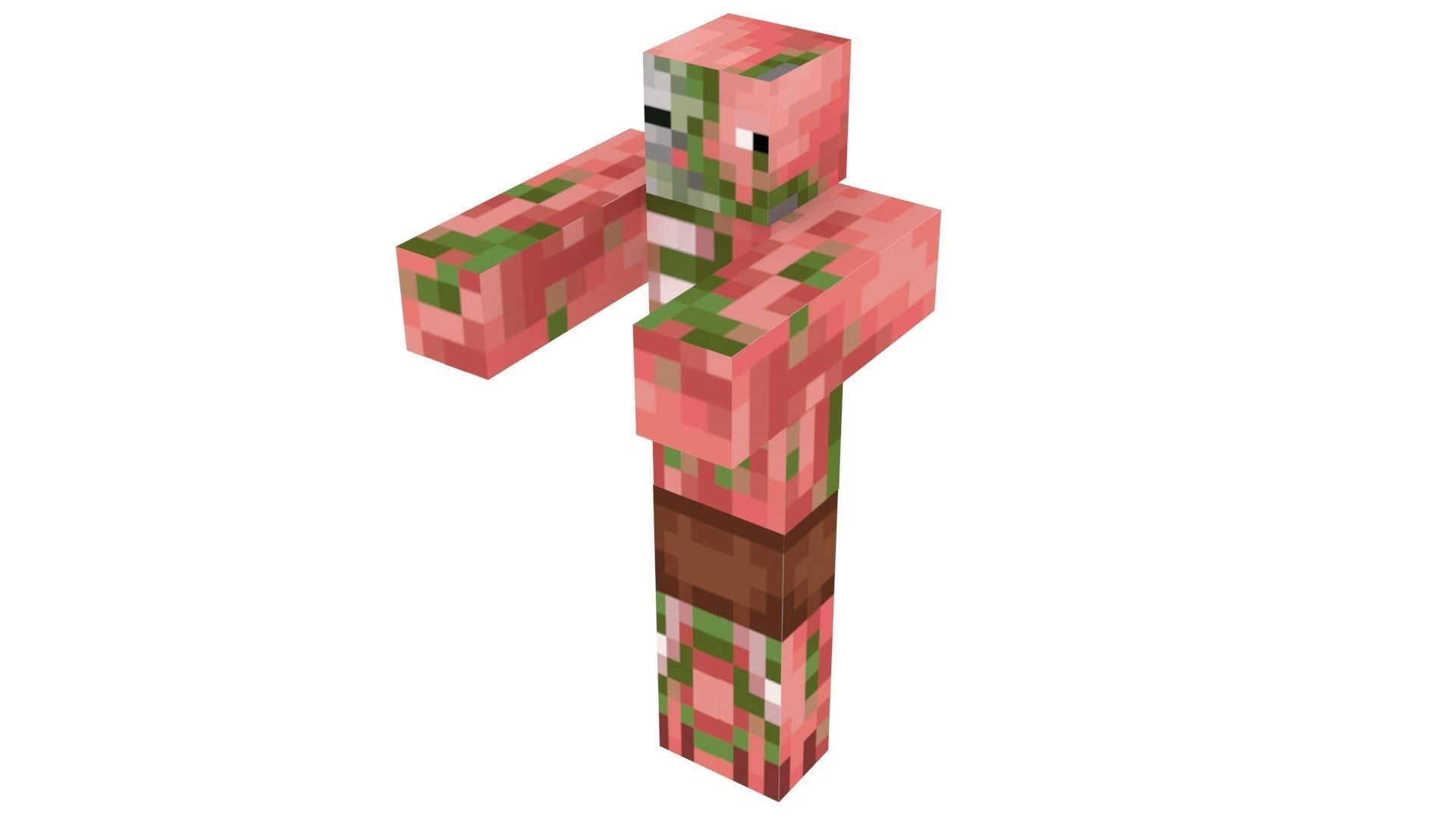 Walking Minecraft Zombie Pigman 3D model_24