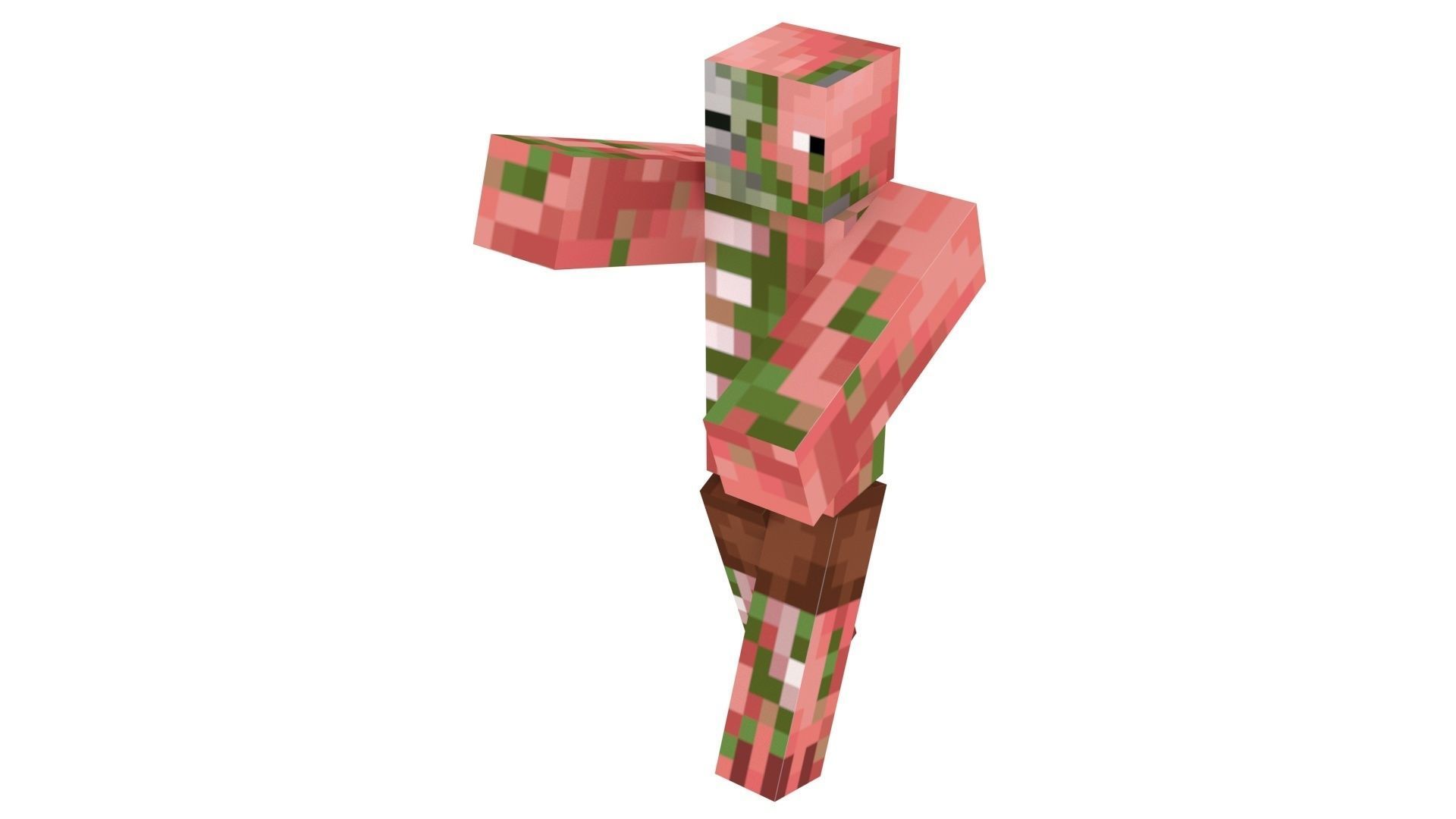 Walking Minecraft Zombie Pigman 3D model_4