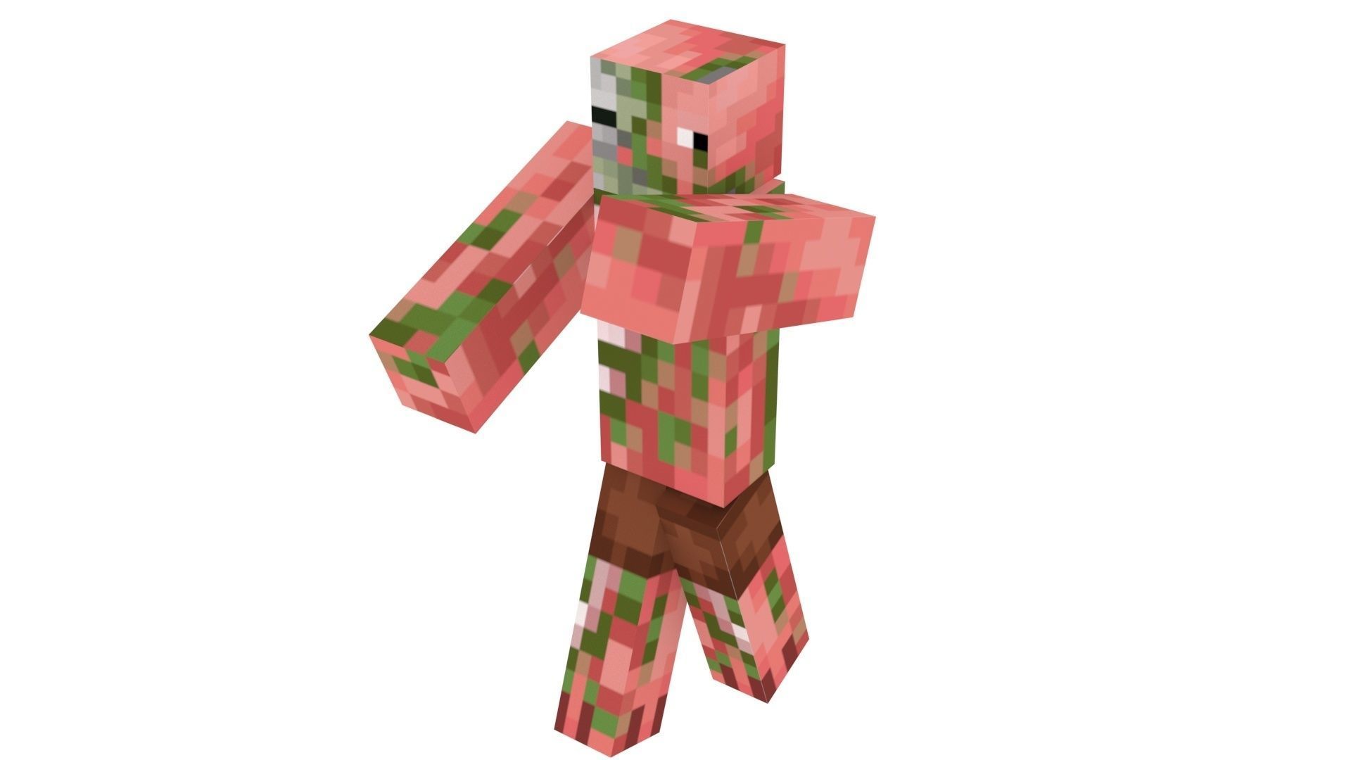 Walking Minecraft Zombie Pigman 3D model_12