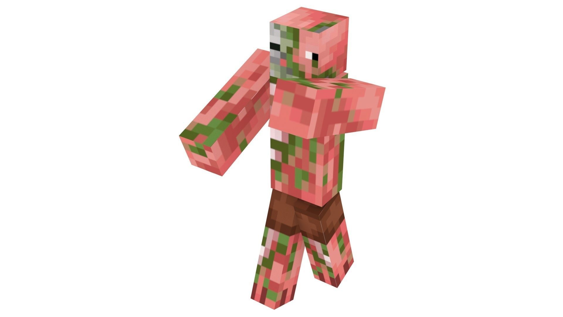 Walking Minecraft Zombie Pigman 3D model_20