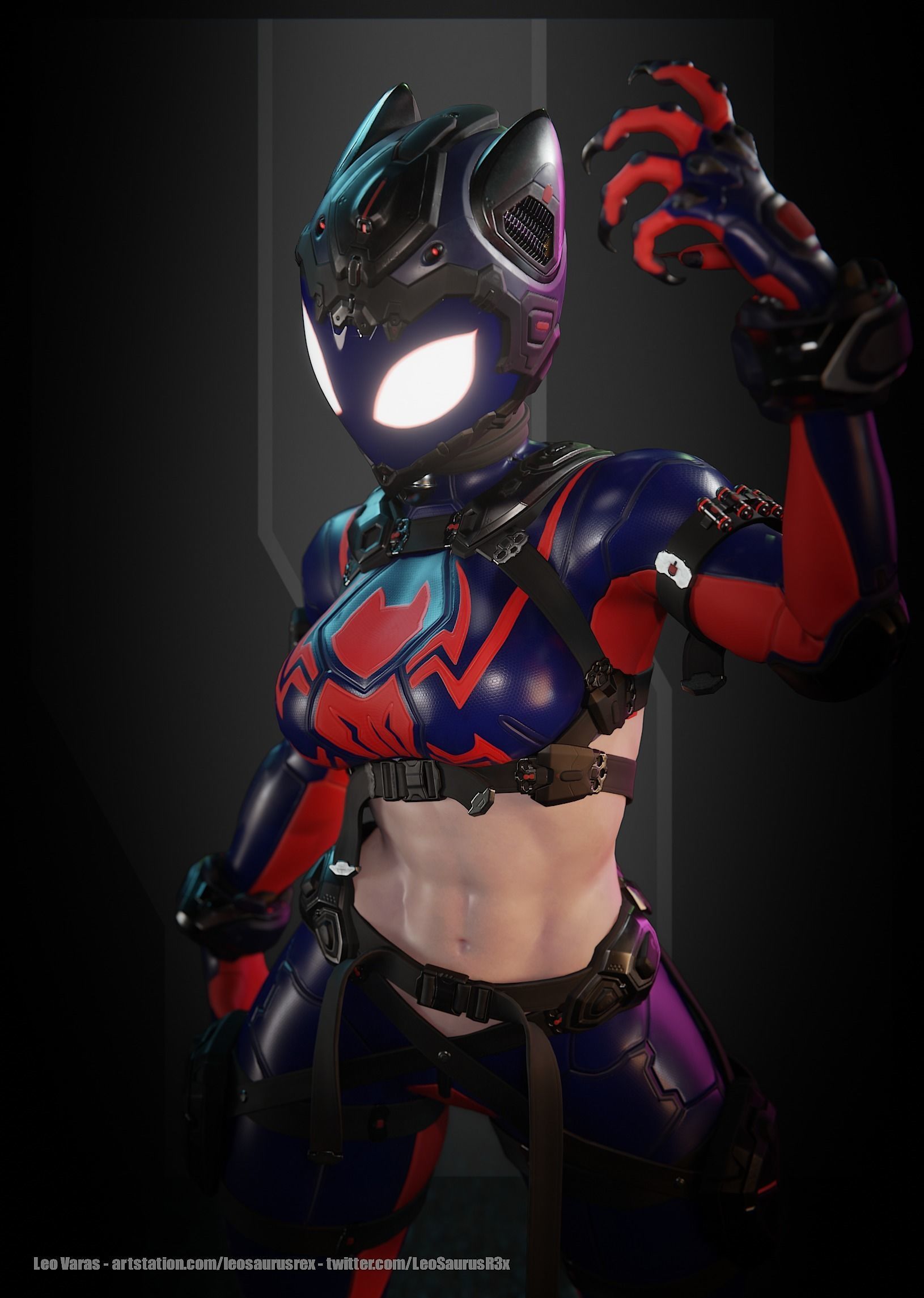 SpiderCat Low-poly 3D model_8