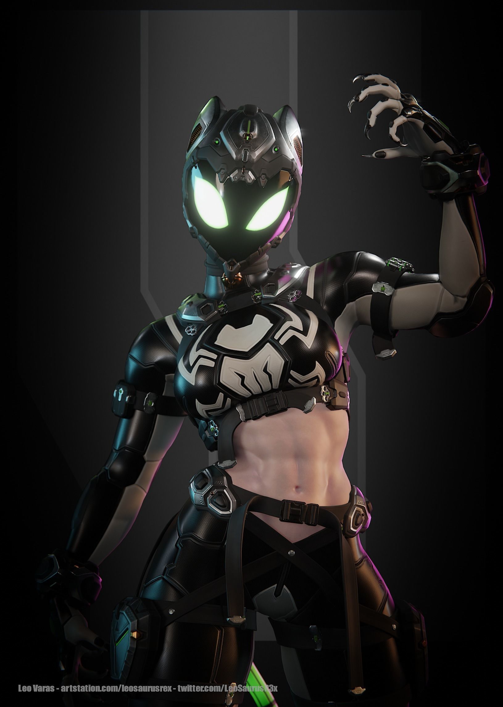 SpiderCat Low-poly 3D model_4