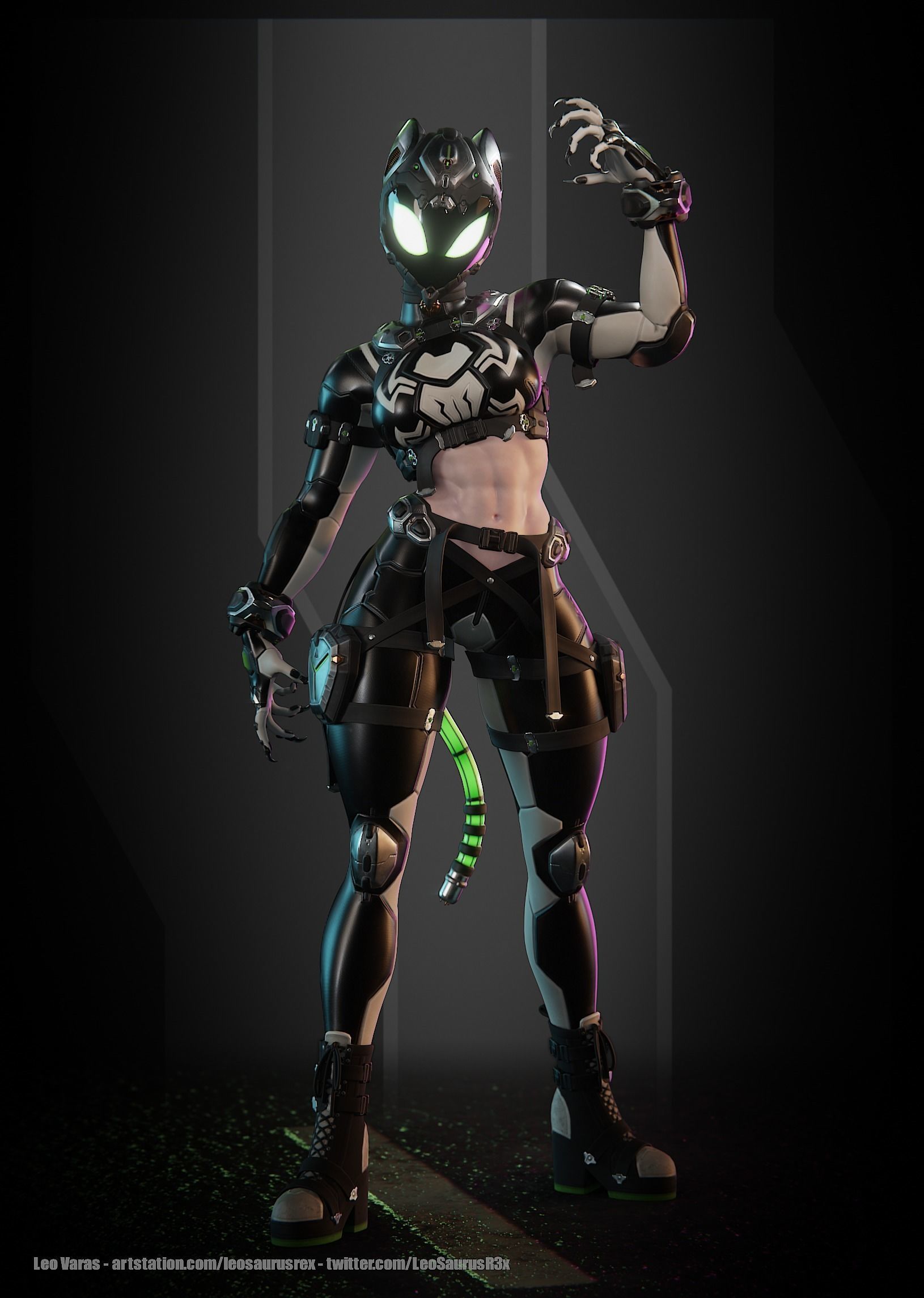 SpiderCat Low-poly 3D model_1