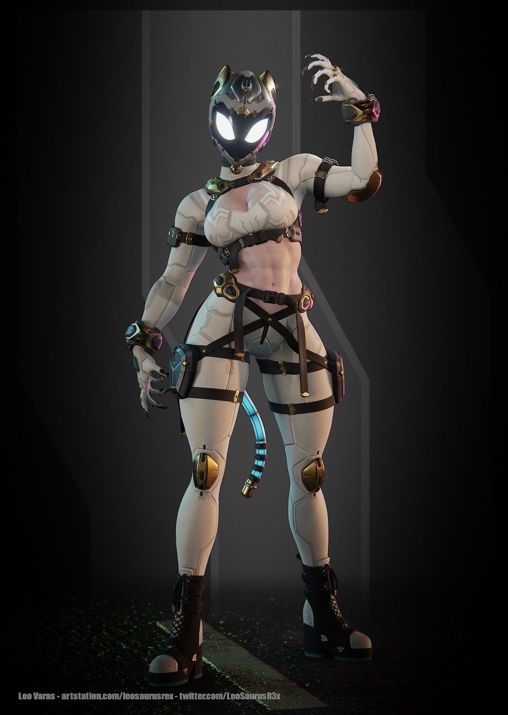 SpiderCat Low-poly 3D model_6