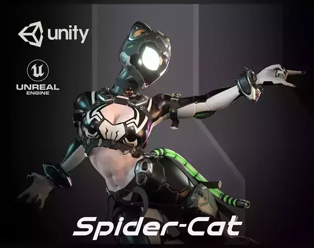SpiderCat Low-poly 3D model