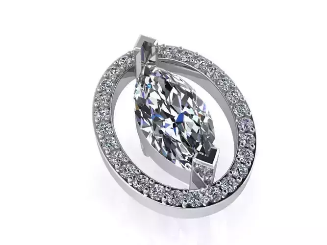 Marquise Cut Oval Halo Pendant 1383