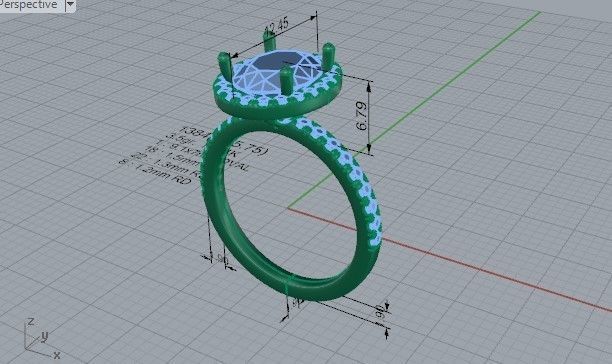 Oval Halo Ring 1384 3D print model_5