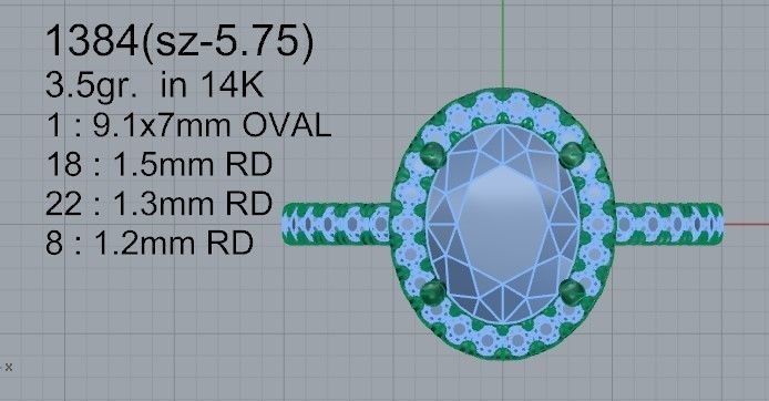 Oval Halo Ring 1384 3D print model_4