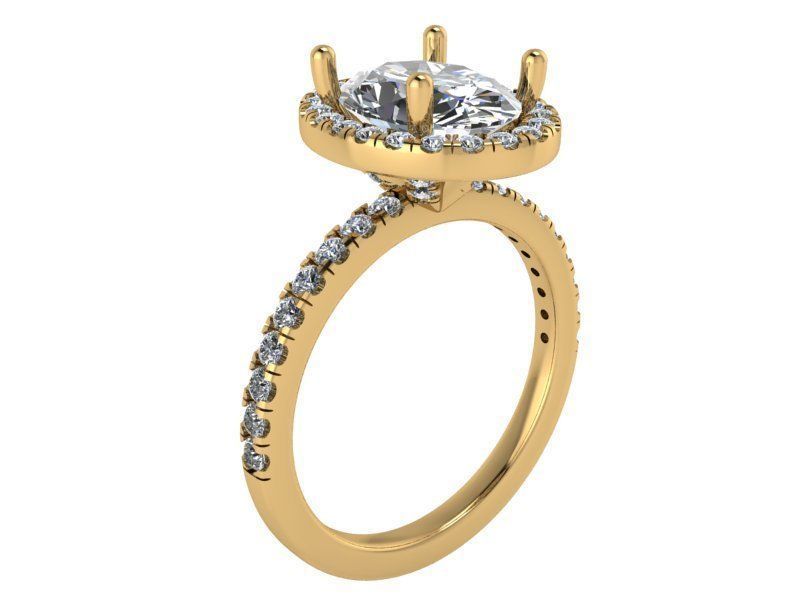 Oval Halo Ring 1384 3D print model_1
