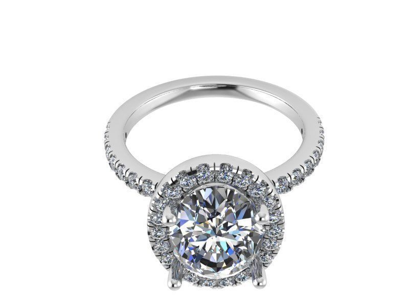 Oval Halo Ring 1384 3D print model_2