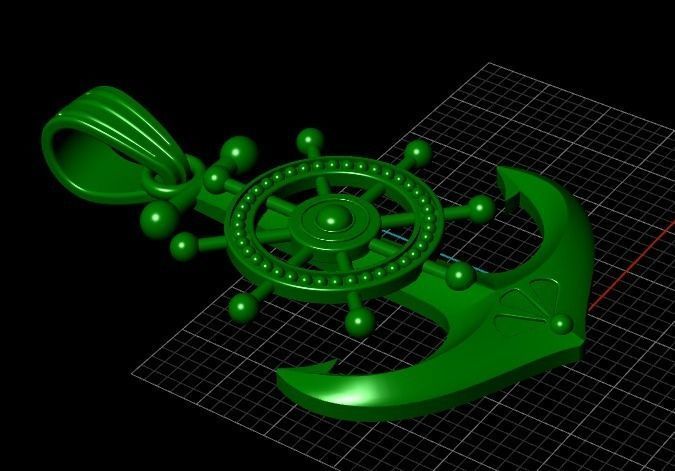 Pendant in the form of an anchor N01560 3D print model_3