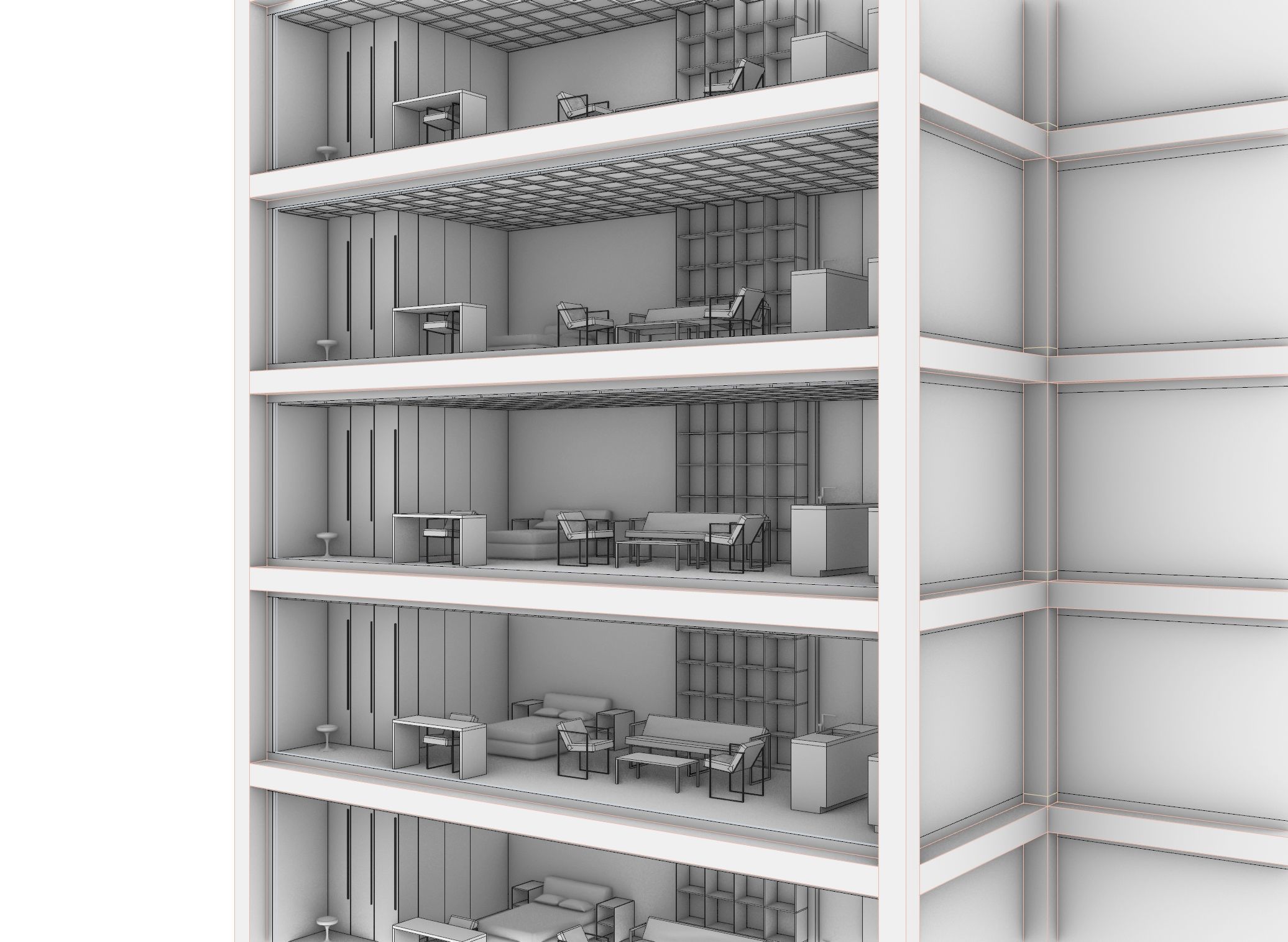 Container House Skyscraper 3D model_1