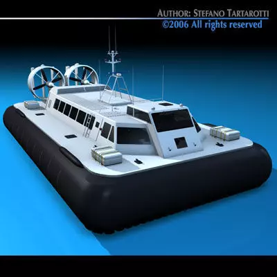 Hovercraft boat with two propellers 3D model_0