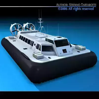 Hovercraft boat with two propellers 3D model