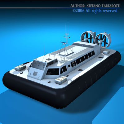 Hovercraft boat with two propellers 3D model_5