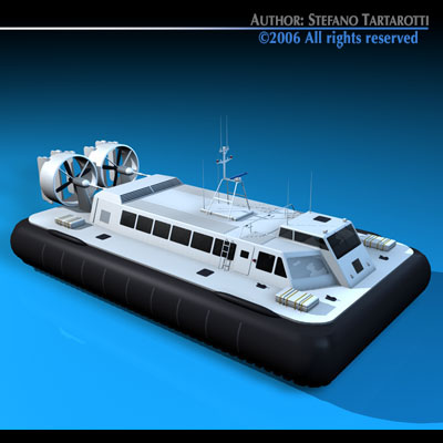 Hovercraft boat with two propellers 3D model_2