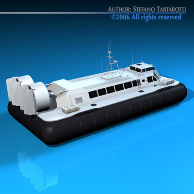 Hovercraft boat with two propellers 3D model_8