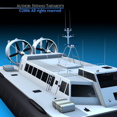 Hovercraft boat with two propellers 3D model_7
